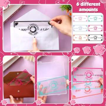 Threehoney 50 Pcs Pig Cash Stuffing Placeholder for Envelopes Binder Pocket Cash Stuffing Placeholder Place Holder for 100 Envelopes Money Saving Challenge