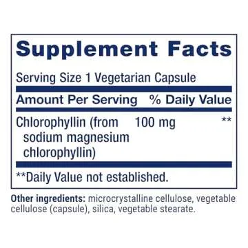 Life Extension Chlorophyllin, antioxidant & DNA Health Support, Gluten-Free, Non-GMO, Vegetarian, 100 Vegetarian Capsules