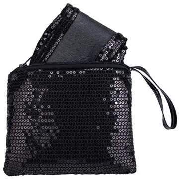 Women's Portable Foldable Ballet Flats Shoes Roll Up Slippers for Travel (M, Black Sequin)