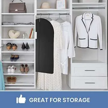 Black Garment Bag for Travel and Storage with Zipper for Suits Tuxedos Dresses and Coats 24 inch x 40 inch