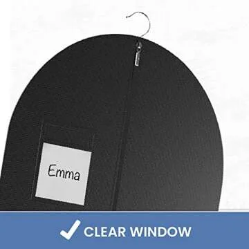Black Garment Bag for Travel and Storage with Zipper for Suits Tuxedos Dresses and Coats 24 inch x 40 inch