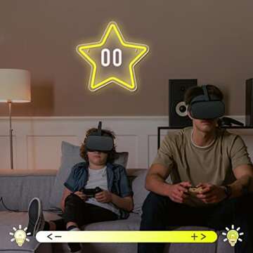 Star Neon Sign, Gaming Neon Sign for Game Room Decor, Man Cave, Kids Room,Super Star Gaming Wall Dec...