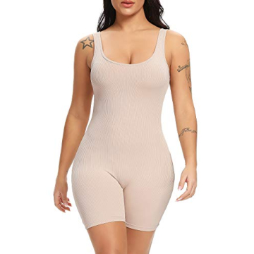 Stylish Fanuerg Women's Sleeveless Ribbed Bodycon Jumpsuit