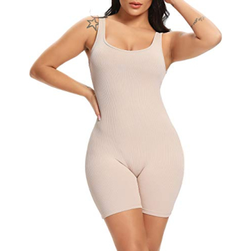 Stylish Fanuerg Women's Sleeveless Ribbed Bodycon Jumpsuit