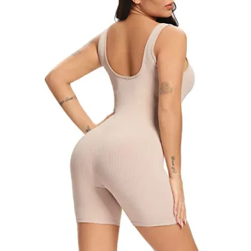 Stylish Fanuerg Women's Sleeveless Ribbed Bodycon Jumpsuit