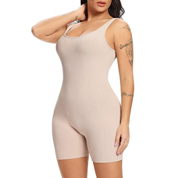 Stylish Fanuerg Women's Sleeveless Ribbed Bodycon Jumpsuit