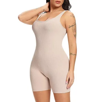 Stylish Fanuerg Women's Sleeveless Ribbed Bodycon Jumpsuit