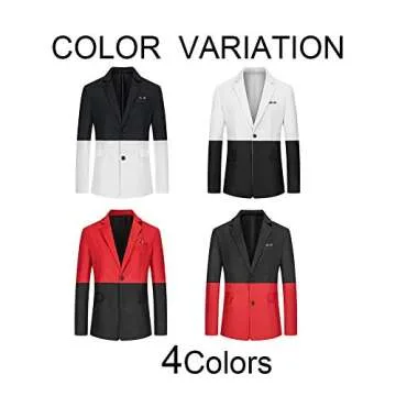 YFFUSHI Mens Casual Suit Blazer Jackets 2 Buttons Classic Fit Daily Sports Coat REB Red Black