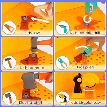 UNIH Toddler Tool Bench with Electric Drill for Kids