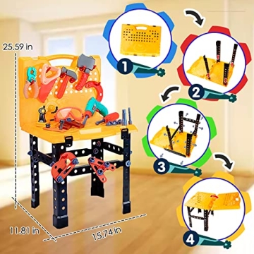 UNIH Toddler Tool Bench with Electric Drill for Kids