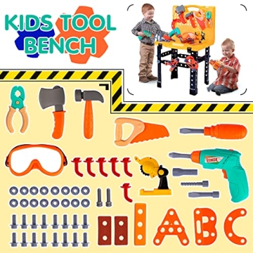 UNIH Toddler Tool Bench with Electric Drill for Kids