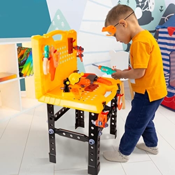 UNIH Toddler Tool Bench with Electric Drill for Kids
