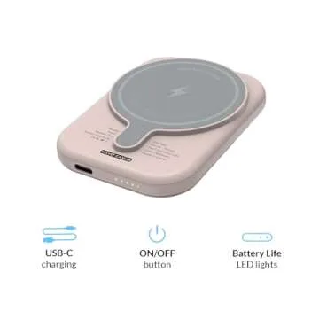 VELVET CAVIAR Battery Pack Compatible with MagSafe - Magnetic Portable Power Bank with USB-C Cable - Slim Charger for iPhone 12 13 14 15 - Fast Charging 5000 mAh (Nude Leopard)