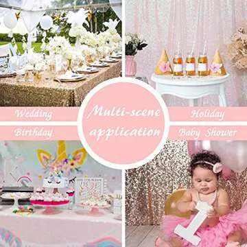 FYLEDAEE Iridescent White Sequin Tablecloth Round 90 inch Glittering Shimmer Tablecloth for Wedding Baby Shower Birthday Party Dinners Sparkly Tablecloth