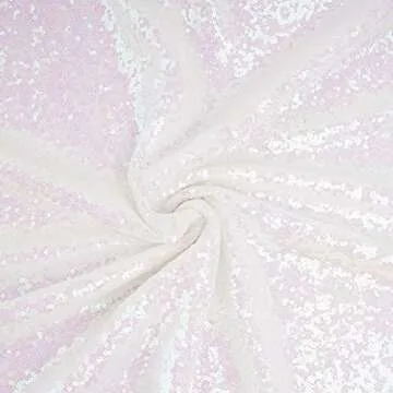 FYLEDAEE Iridescent White Sequin Tablecloth Round 90 inch Glittering Shimmer Tablecloth for Wedding Baby Shower Birthday Party Dinners Sparkly Tablecloth