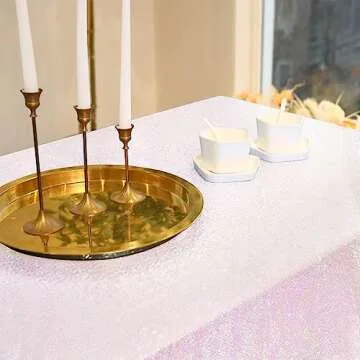 FYLEDAEE Iridescent White Sequin Tablecloth Round 90 inch Glittering Shimmer Tablecloth for Wedding Baby Shower Birthday Party Dinners Sparkly Tablecloth