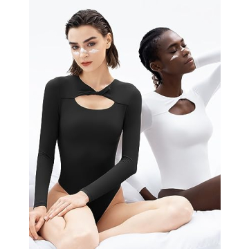 PUMIEY Knot Front Long Sleeve Bodysuit for Stylish Comfort