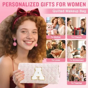 Personalized Quilted Cosmetic Bag - Stylish Makeup Pouch