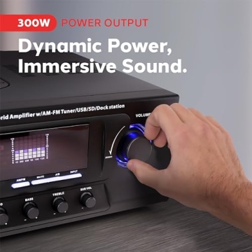 Pyle 300W Stereo Receiver - FM, USB Player & Remote