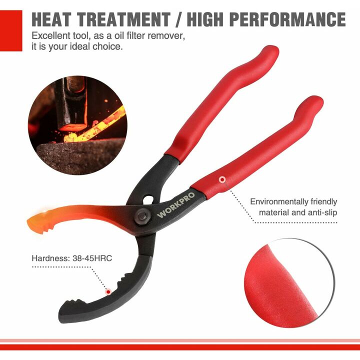 Adjustable Oil Filter Pliers Wrench - WORKPRO 12"