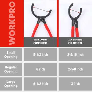 Adjustable Oil Filter Pliers Wrench - WORKPRO 12"