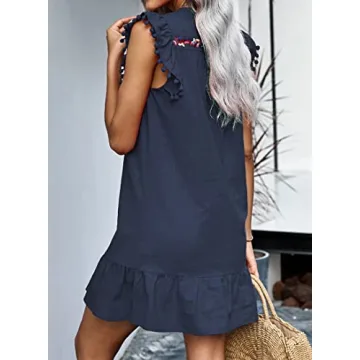 KIRUNDO Mini Dress Floral Embroidery Stylish Comfort