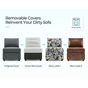 LINSY HOME Sofa Couch, Reversible Sectional Sofa with Storage, Modular Sofa with Chaise for Living R...
