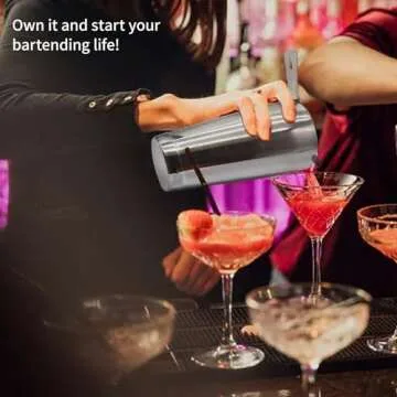 Safring Boston Cocktail Shaker Bar Set, Weighted Boston Shaker Tins, Bartender Kit with 18oz & 28oz Mixed Drink Shaker, Hawthorne Strainer, Double Measuring Jigger - Silver