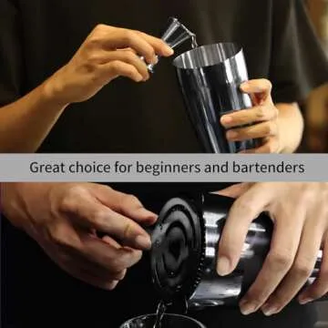 Safring Boston Cocktail Shaker Bar Set, Weighted Boston Shaker Tins, Bartender Kit with 18oz & 28oz Mixed Drink Shaker, Hawthorne Strainer, Double Measuring Jigger - Silver