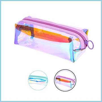 EzPacking Holographic Clear Makeup Pouch/Cute Iridescent Cosmetic Organizer/Sparkly Glittery Women?...