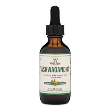 Ashwagandha Organic Drops for Stress Relief (1,200mg, 60 Servings) Ashwagandha Tincture for Adrenal Support and Cortisol Manager (Vegan Safe, Gluten Free, Non-GMO) by Double Wood