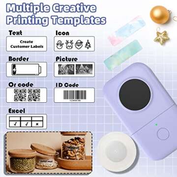 Phomemo D30 Label Maker, Bluetooth Thermal Mini Label Printer - Portable Label Maker Machine with Tape,Labeler Compatible with iOS&Android, Easy to Use for Home Office Organization,Purple
