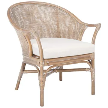 Coastal Style SAFAVIEH Grey Rattan Accent Chair