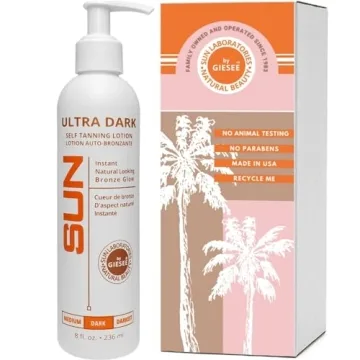 Sun Laboratories By Giesee Ultra Dark Sunless Tanning Lotion 8 oz - Premium Tanning Lotion for Insta...