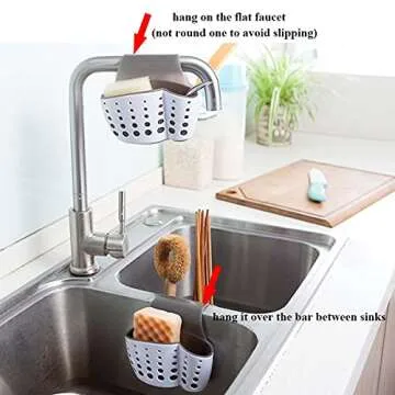 Sink Caddy Sponge Holder Soap Holder, Eunion Plastic Saddle Faucet Caddy Desk Organizer Pen Holder