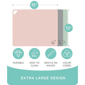 Extra Thick Flexible Cutting Mats - Set of 3 for Kitchen