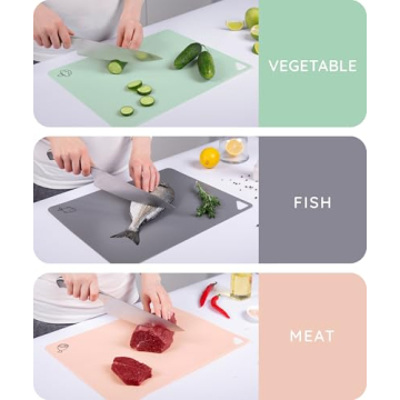 Extra Thick Flexible Cutting Mats - Set of 3 for Kitchen