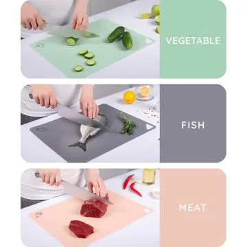 Extra Thick Flexible Cutting Mats - Set of 3 for Kitchen