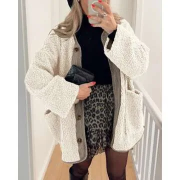 PRETTYGARDEN Women's Warm Winter Coats Casual Long Sleeve Button up Fuzzy Sherpa Fleece Jackets Oute...