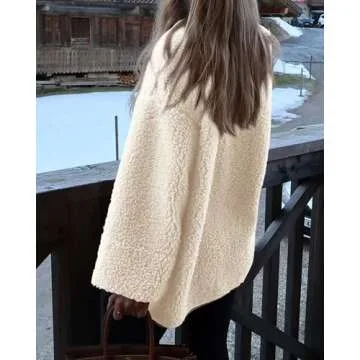 PRETTYGARDEN Women's Warm Winter Coats Casual Long Sleeve Button up Fuzzy Sherpa Fleece Jackets Outerwear (Beige,Small)