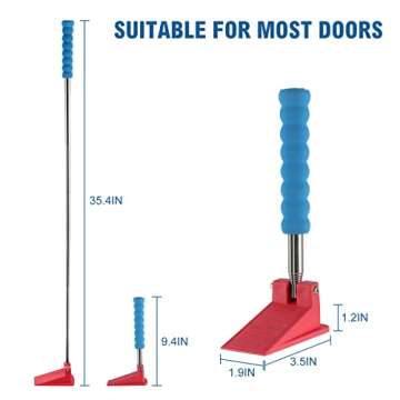 Long Handle Door Stopper Wedge - Set of 2 - Heavy-Duty, Adjustable, Non-Slip Rubber Wedge, Extendabl...