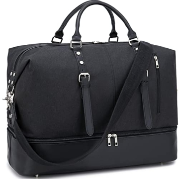 Oversized Weekender Duffle Bag with Shoe Compartment
