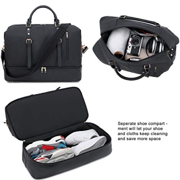 Oversized Weekender Duffle Bag with Shoe Compartment