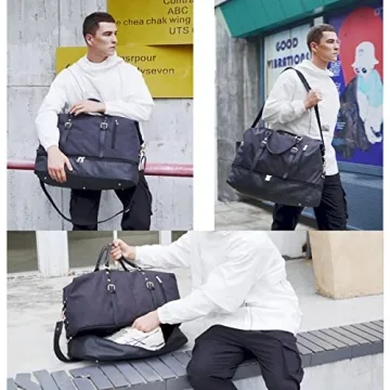 Oversized Weekender Duffle Bag with Shoe Compartment