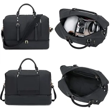 Oversized Weekender Duffle Bag with Shoe Compartment