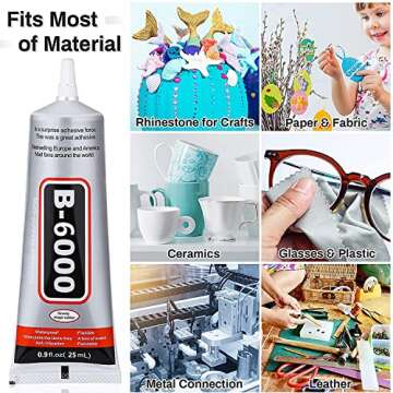 B6000 Jewelry Glue Clear Rhinestone, Inlay Glue, Pendant Adhesive, HOLIKA 25g Craft Adhesive Glue with Precision Tip Multifunctional Fabric Glue
