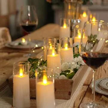 Homemory Pure White Acrylic Flameless Candles, LED Candles, Battery Operated Candles with Remote Con...