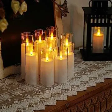 Homemory Pure White Acrylic Flameless Candles, LED Candles, Battery Operated Candles with Remote Control and Timer, Fake Electric Candles, Wedding, Home Decor, Set of 9