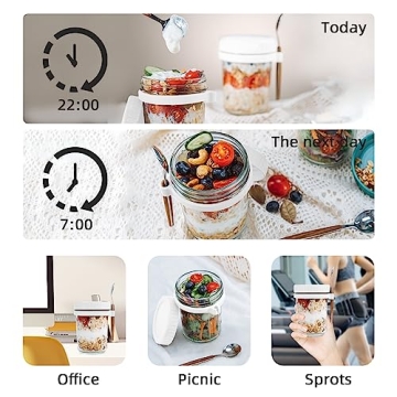 SMARCH Glass Overnight Oats Jars Set - 16 oz Airtight Containers