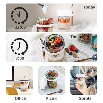 SMARCH Glass Overnight Oats Jars Set - 16 oz Airtight Containers